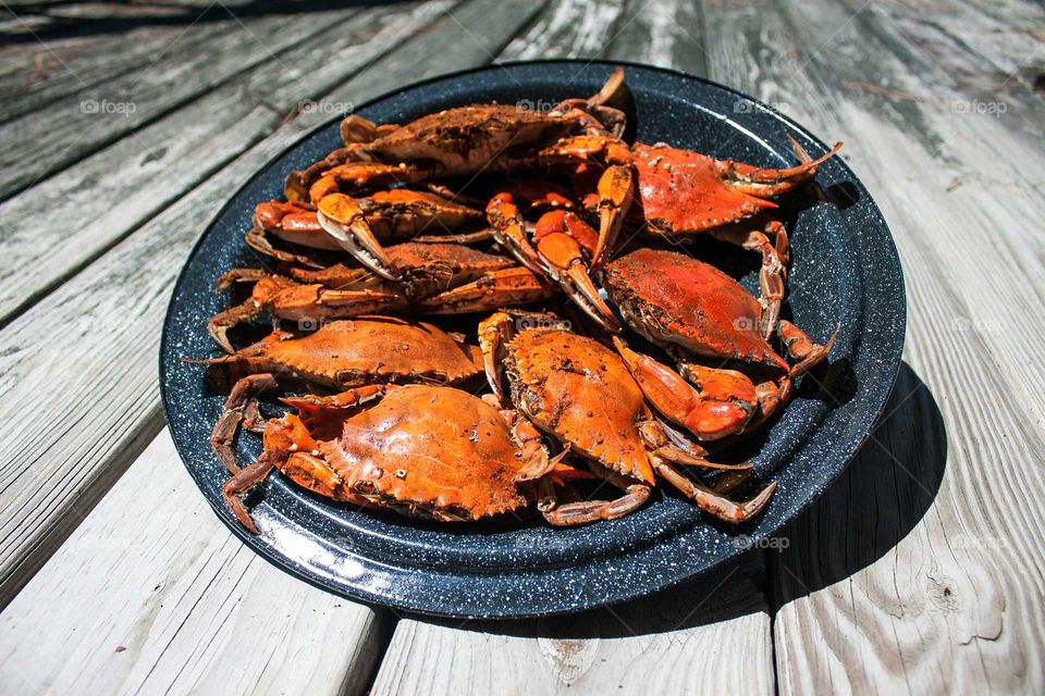 Steamed Crabs on Display