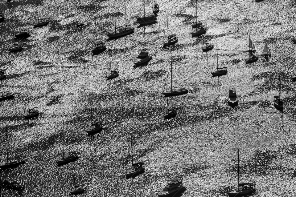 Boats in the sea in windy weather