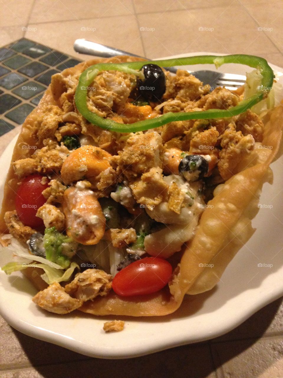 Blackened Chicken and tortellini salad