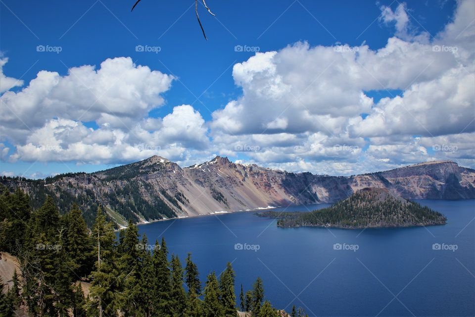 Crater Lake National Park in Klamath County, Oregon; Wizard Island viewpoint 
