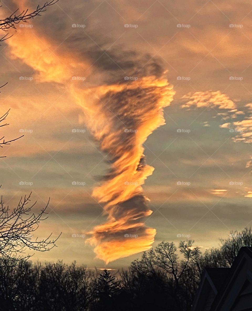 Spiralling cloud at sunset 