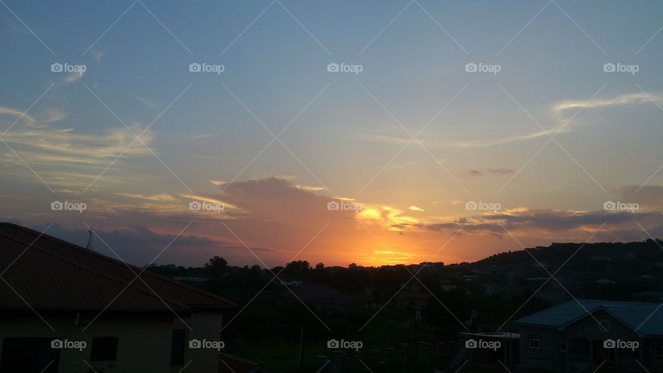 The sunset in Ghana
