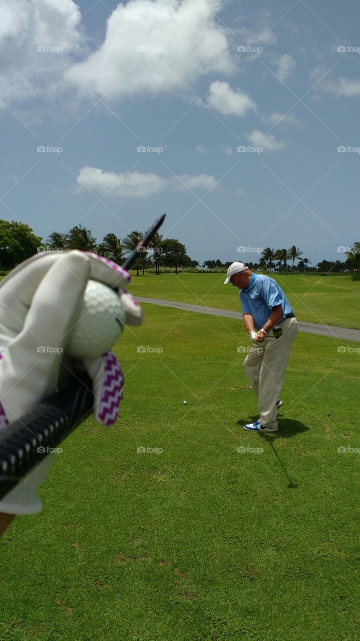 Golfer on the green, Puerto Rico 