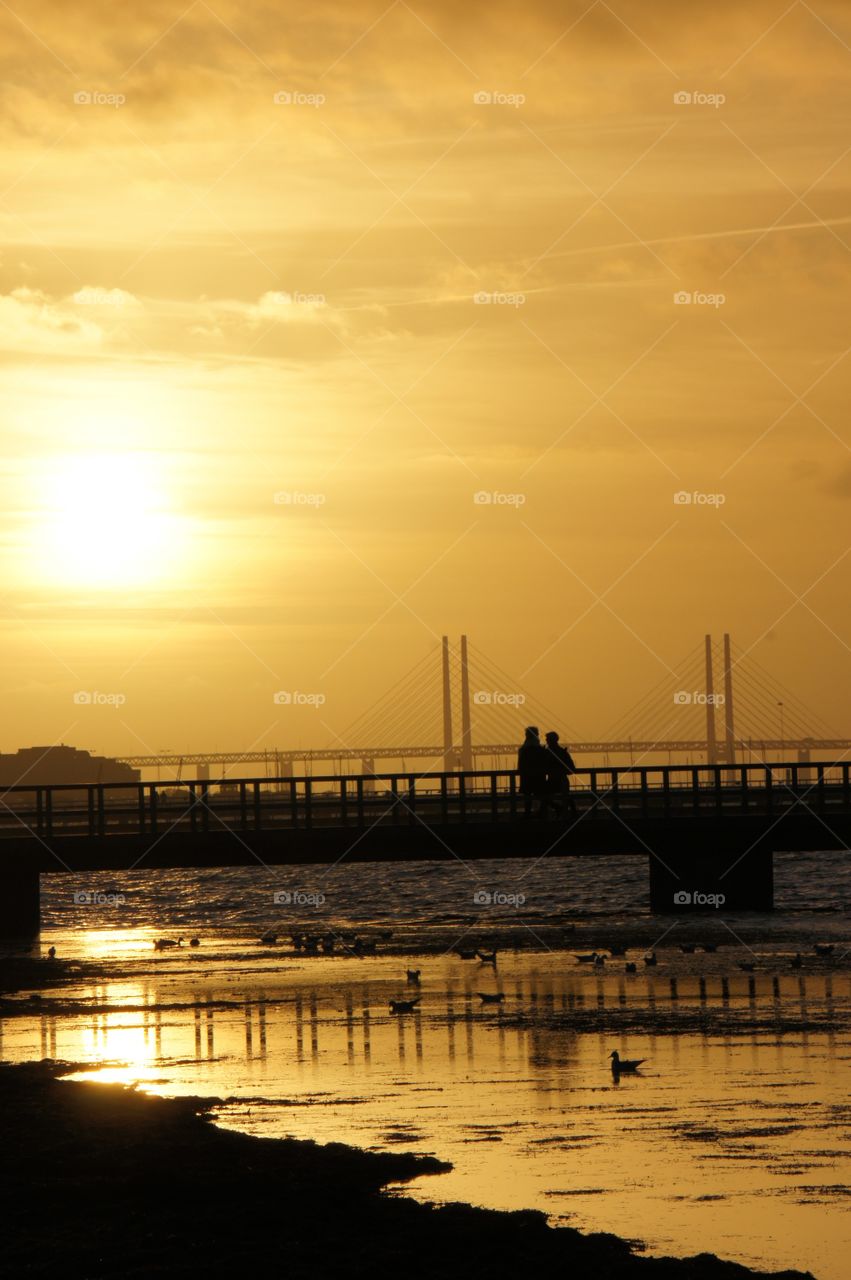 Sunset, Water, Dawn, Pier, Sea