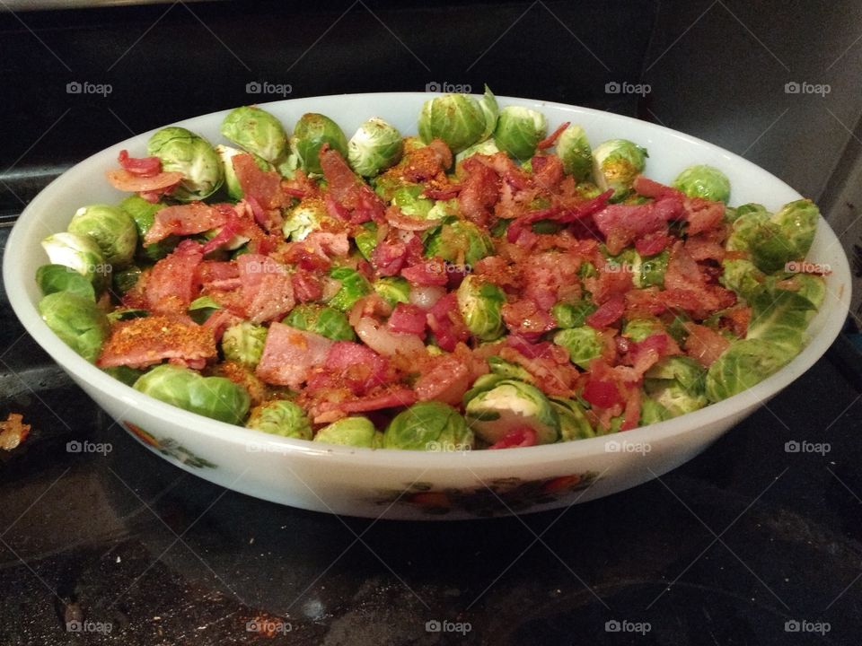 Bacon and Sprouts Ready to Roast