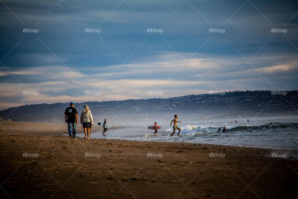 Playing on the beach