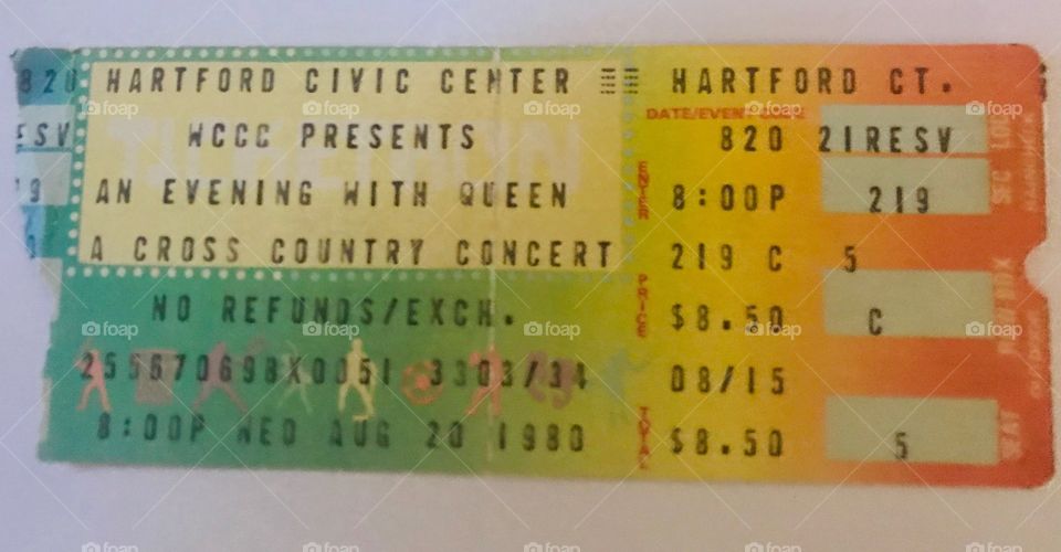 Queen Concert Ticket 8-20-1980