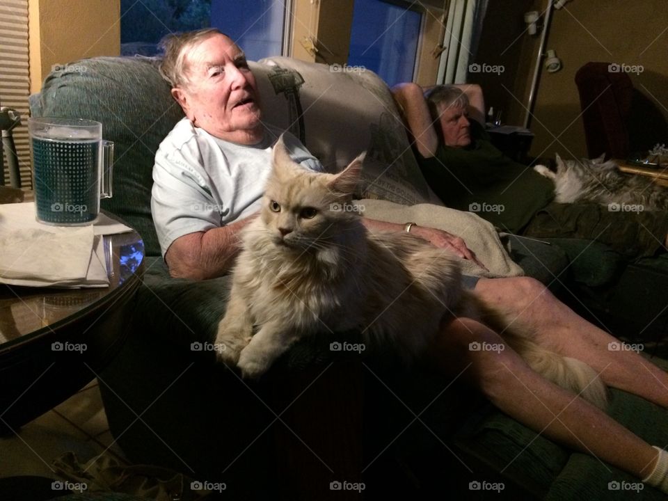 Grandpa with his grandcat, Falcon....
