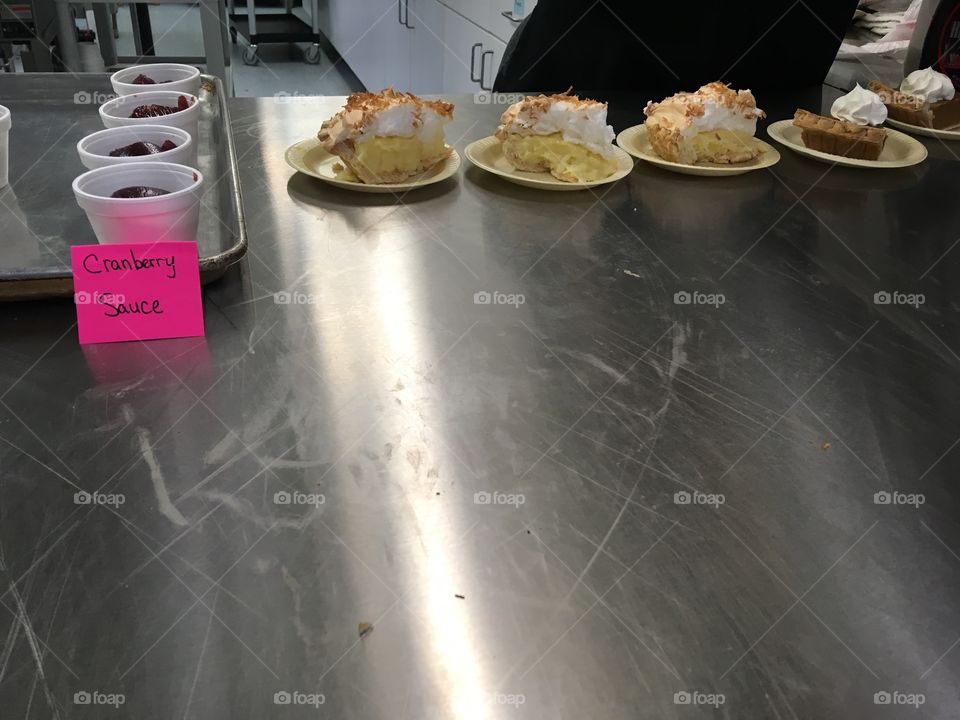 Cranberry sauce and coconut cream pies and pumpkin pies for desert! Yummy yummy.