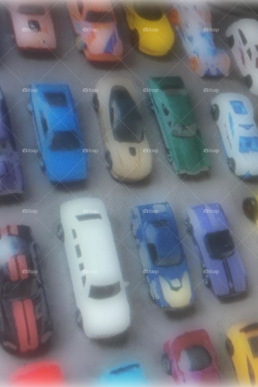 Photograph of a boys, car collection