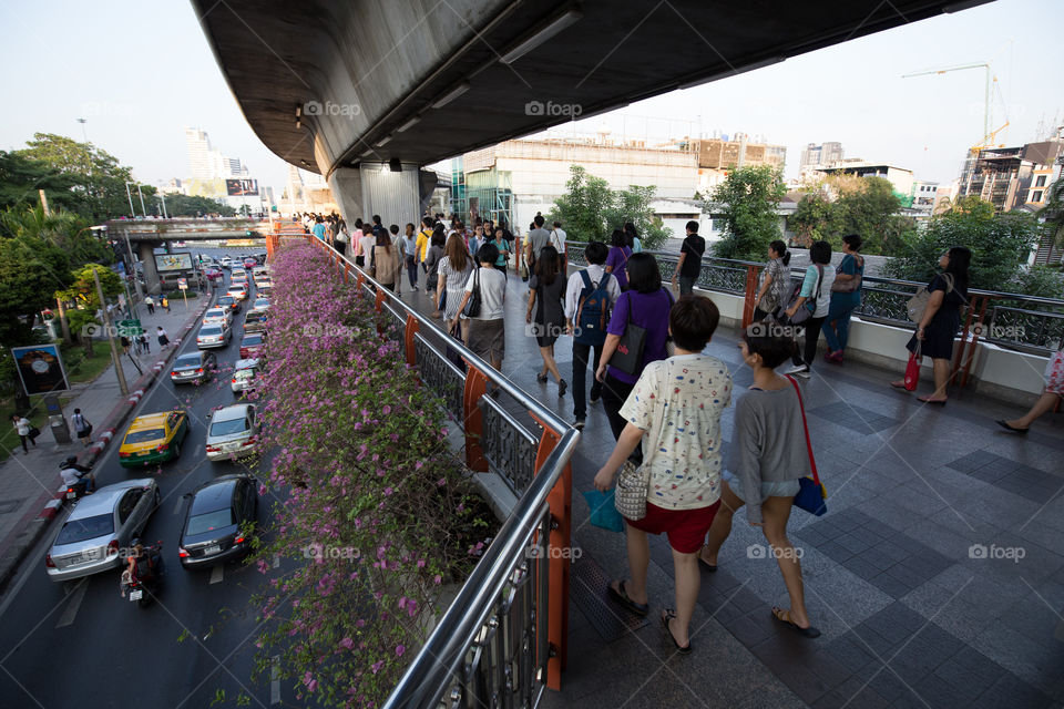 Sidewalk of the BTS public train station 