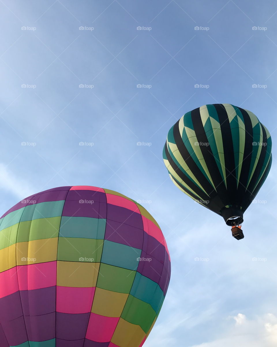 Colorful hot-air-balloons at a summer festival in Prineville in Central Oregon on a summer morning 