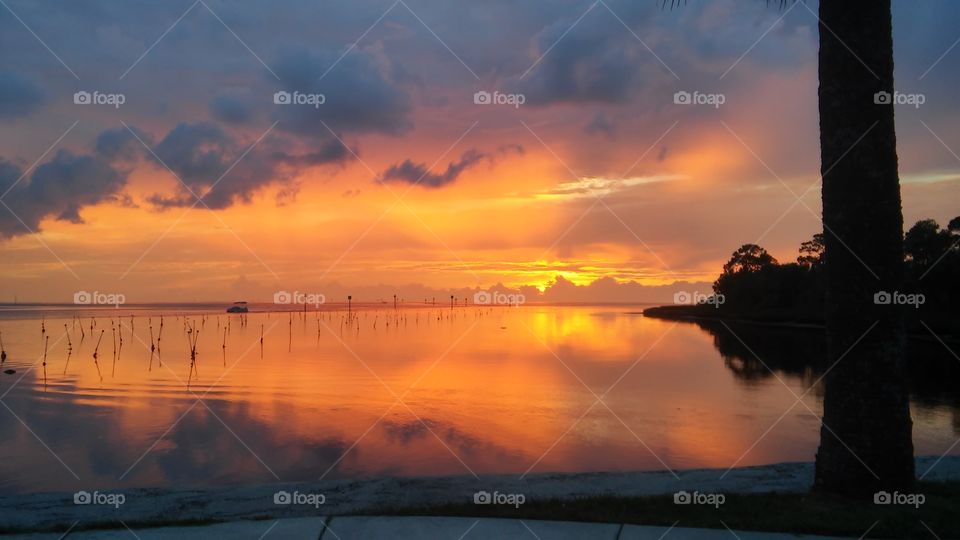 Sunset, Water, Reflection, Dawn, Landscape