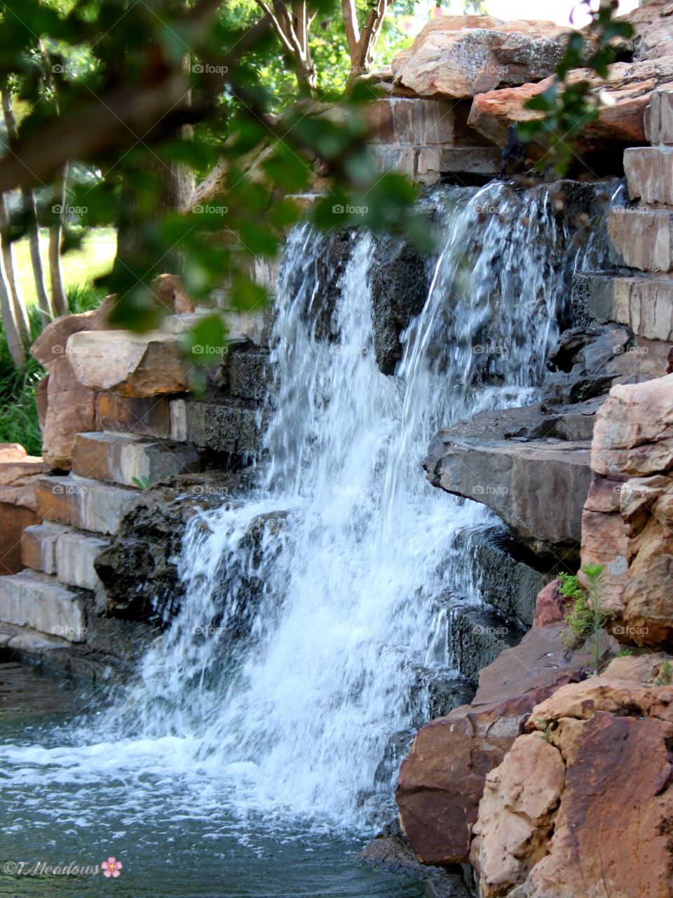 Scenic view of waterfall