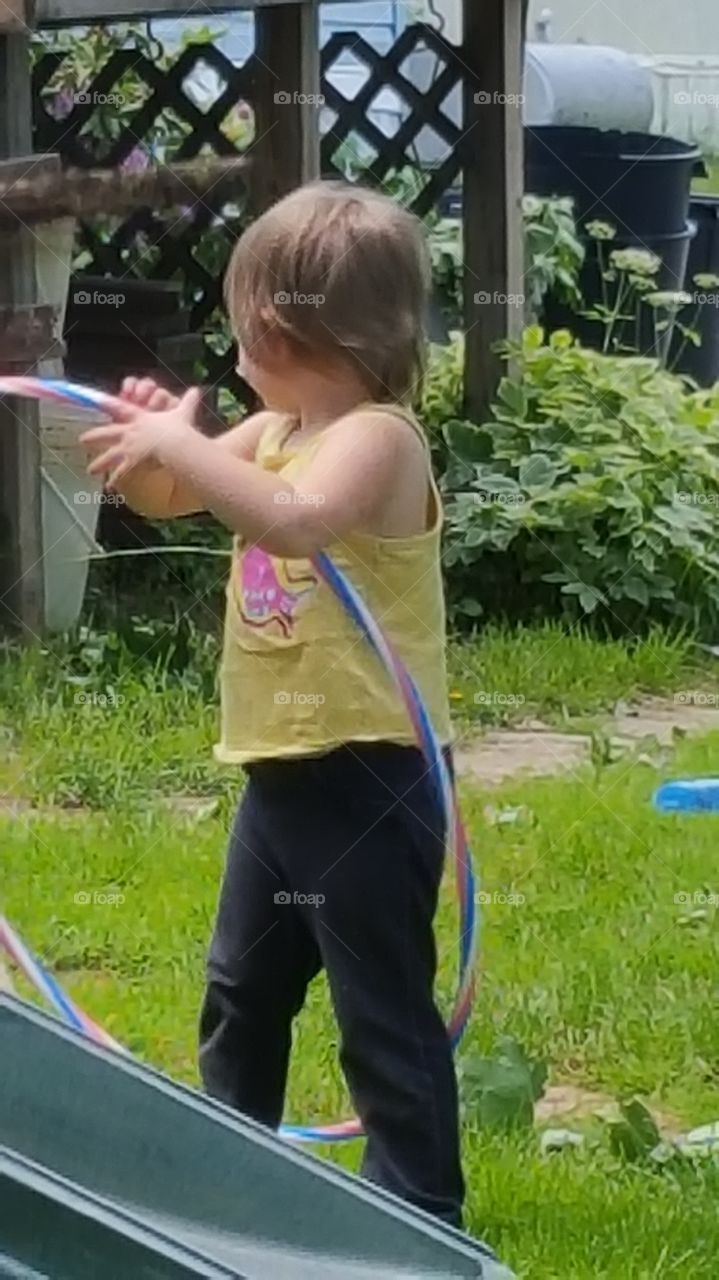 Gabby with a hula hoop