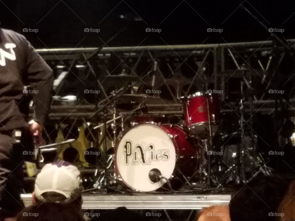 The Pixies at Arvest Bank Theatre at The Midland, Kansas City, MO, USA on October 15, 2017 drum set