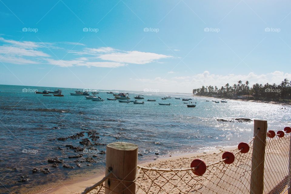 Beautiful view of the sea with boats