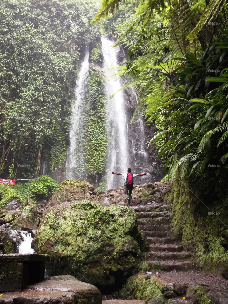 jumog beautiful waterfall located in karanganyar, central java, indonesia