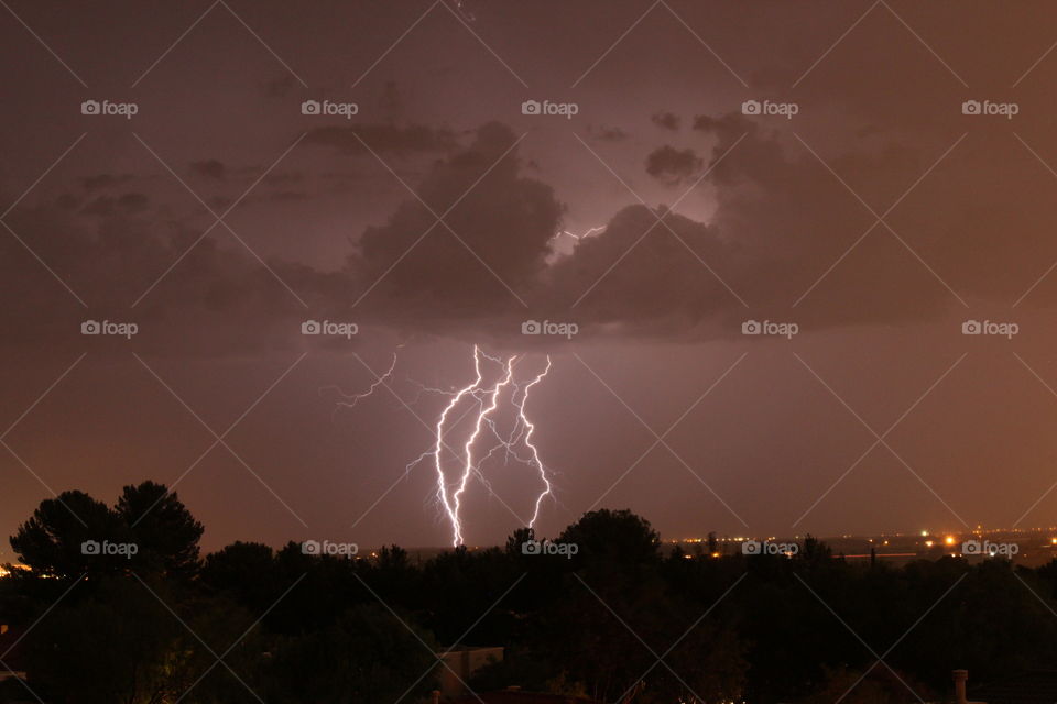 View of thunderstorm during rain