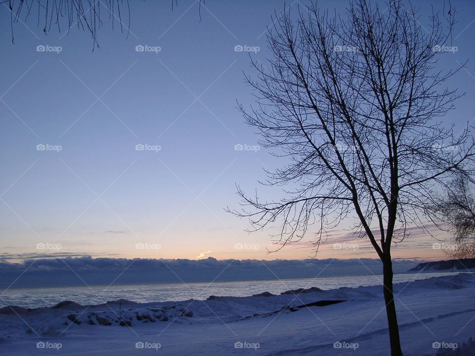 winter lake sunrise by fotoseri