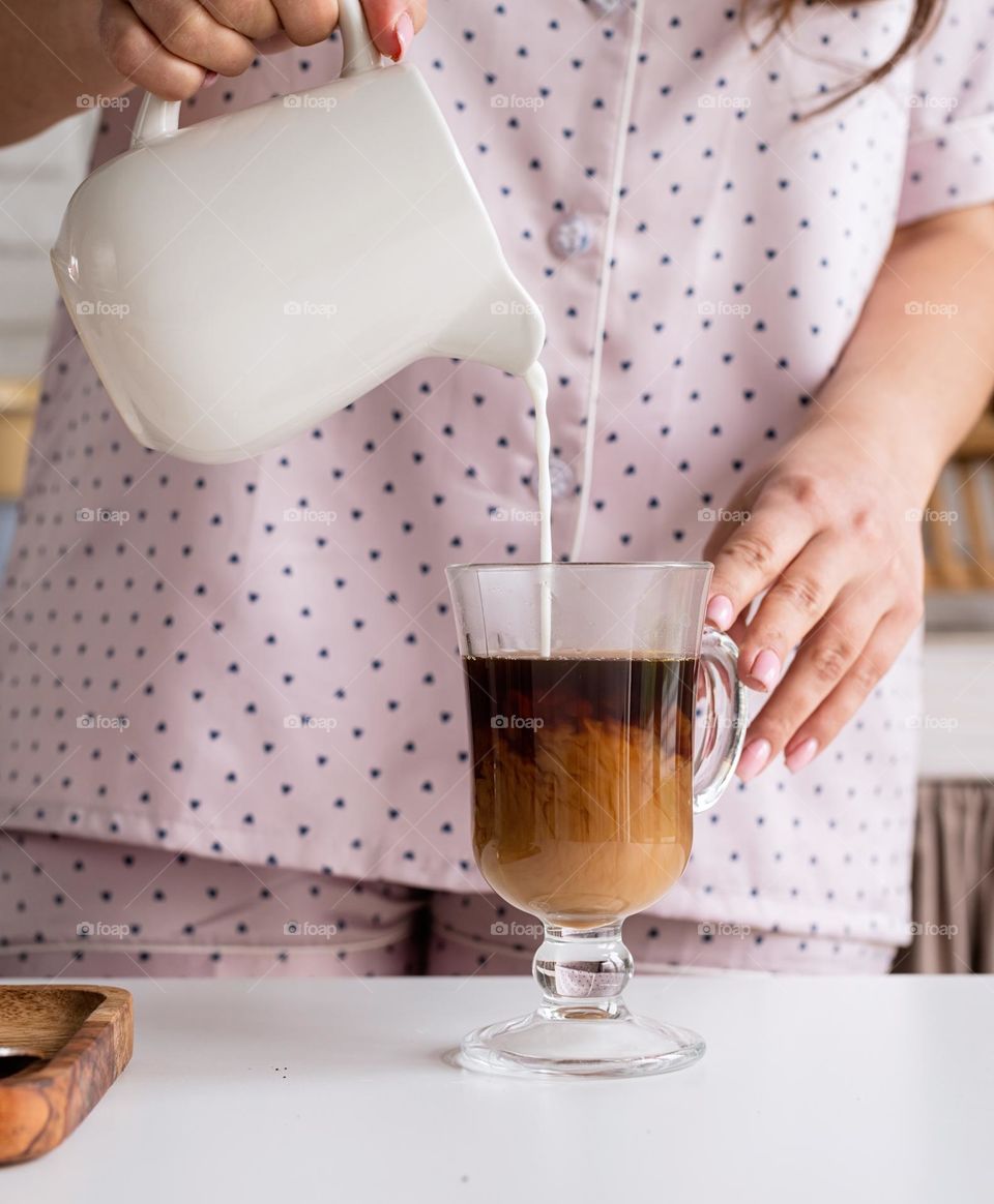 woman drinking coffee in the morning