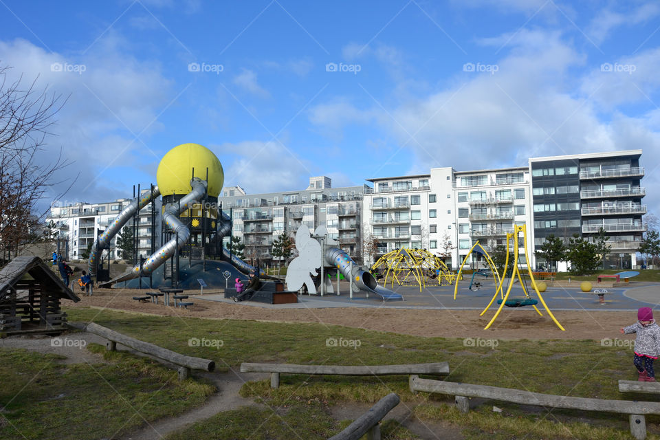 Kids playground in West Harbour in Malmö Sweden.