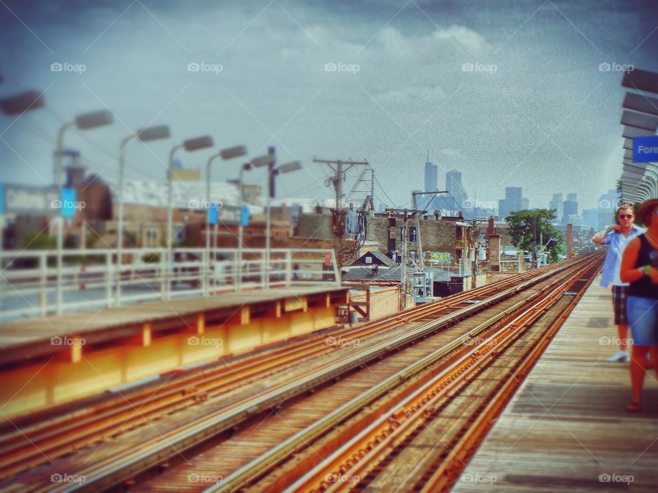 Waiting on the "L" train - Chicago, IL