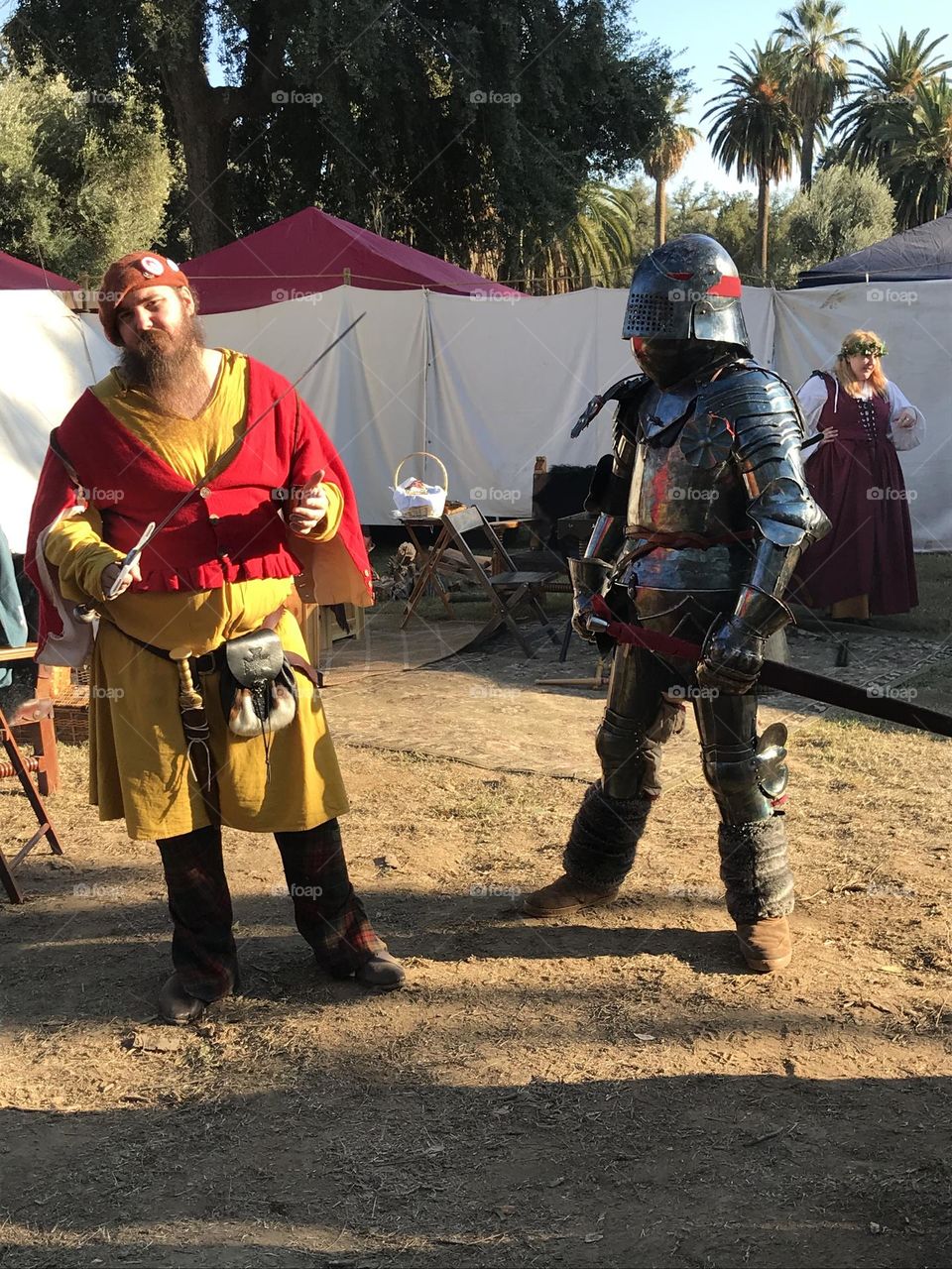 Sword demonstration at the Renaissance Faire by 2 members of an Irish re-enactment guild.