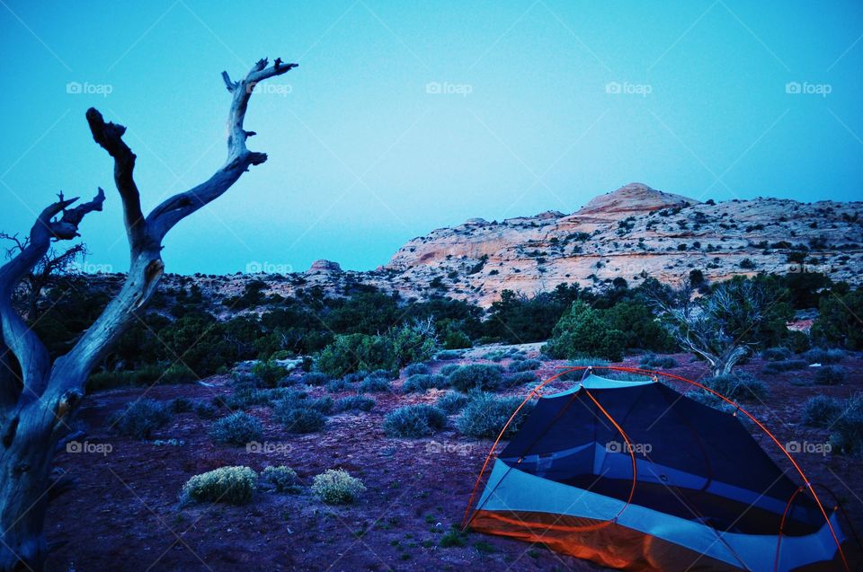 Camping Dawn. Canyonlands, Utah