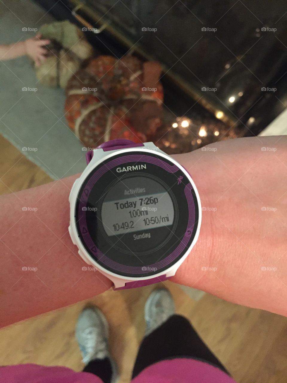 Baby photobombing my Garmin pic after a fall evening run