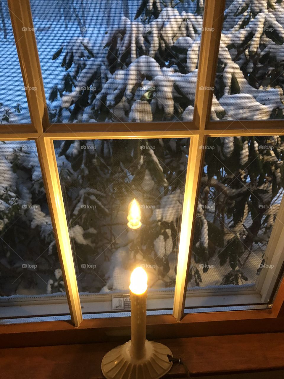 Candle in the Snow Window Light