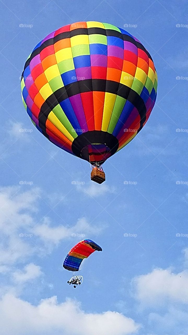hot air balloon and an ultralight sail