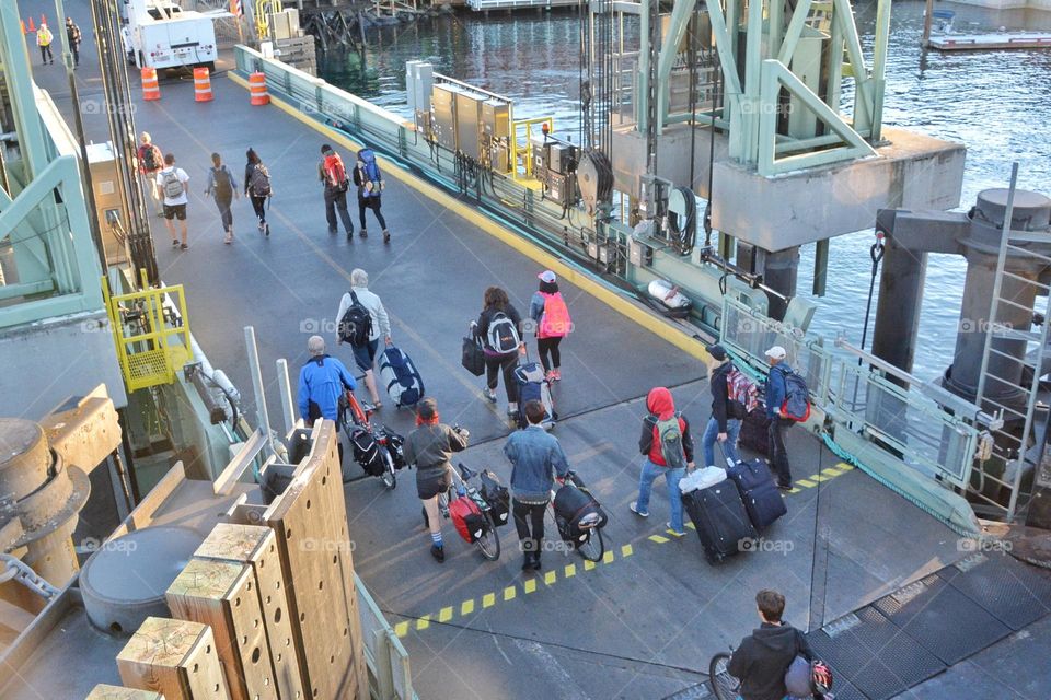 People boarding a ferry