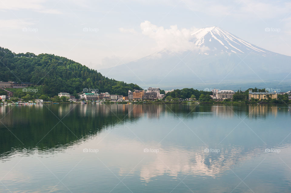 View of city near river