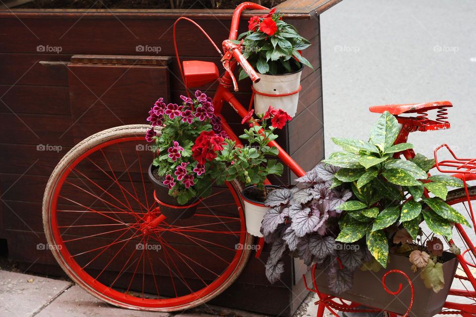 Decoration with a bicycle at the street