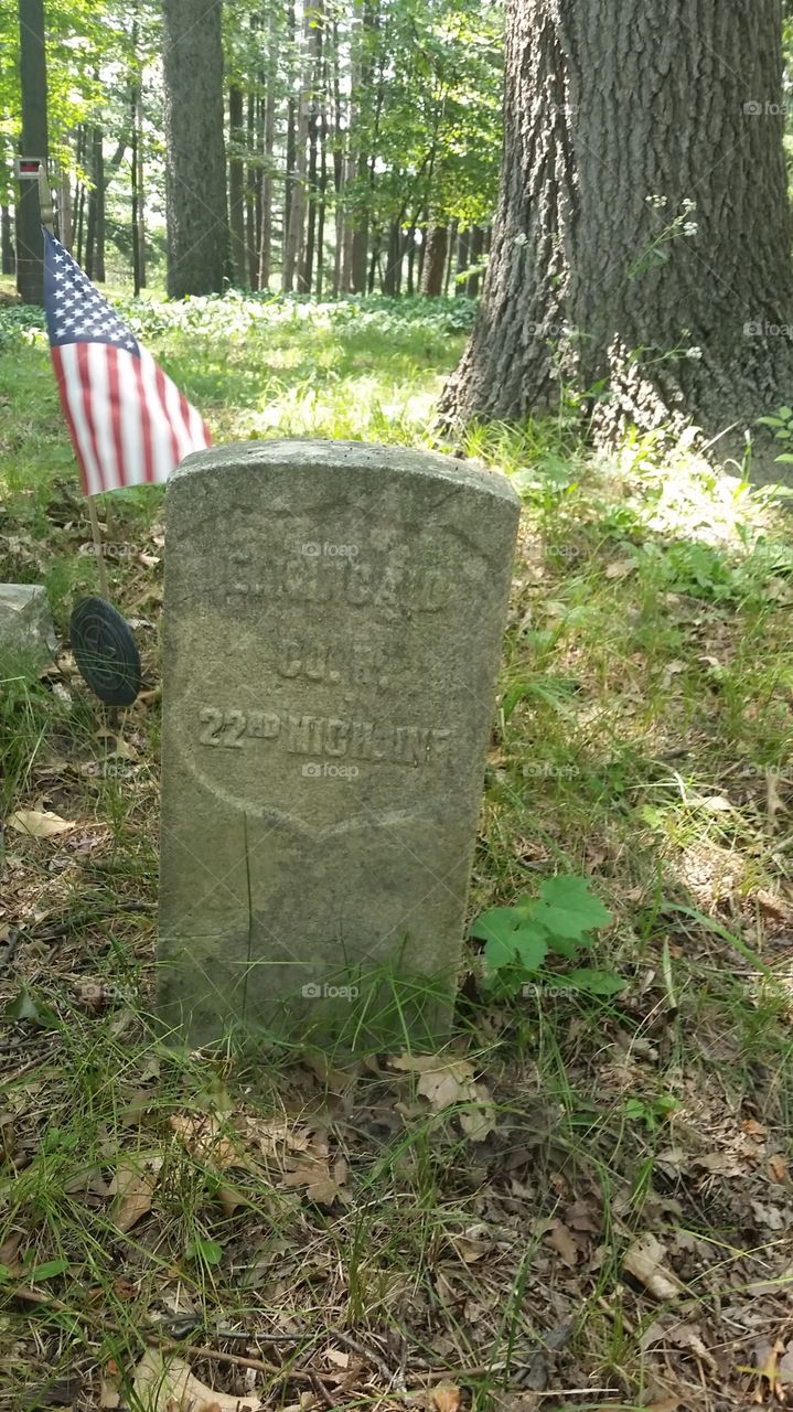 old headstone. Cemetery on N. Rushton, Rushton, Michigan