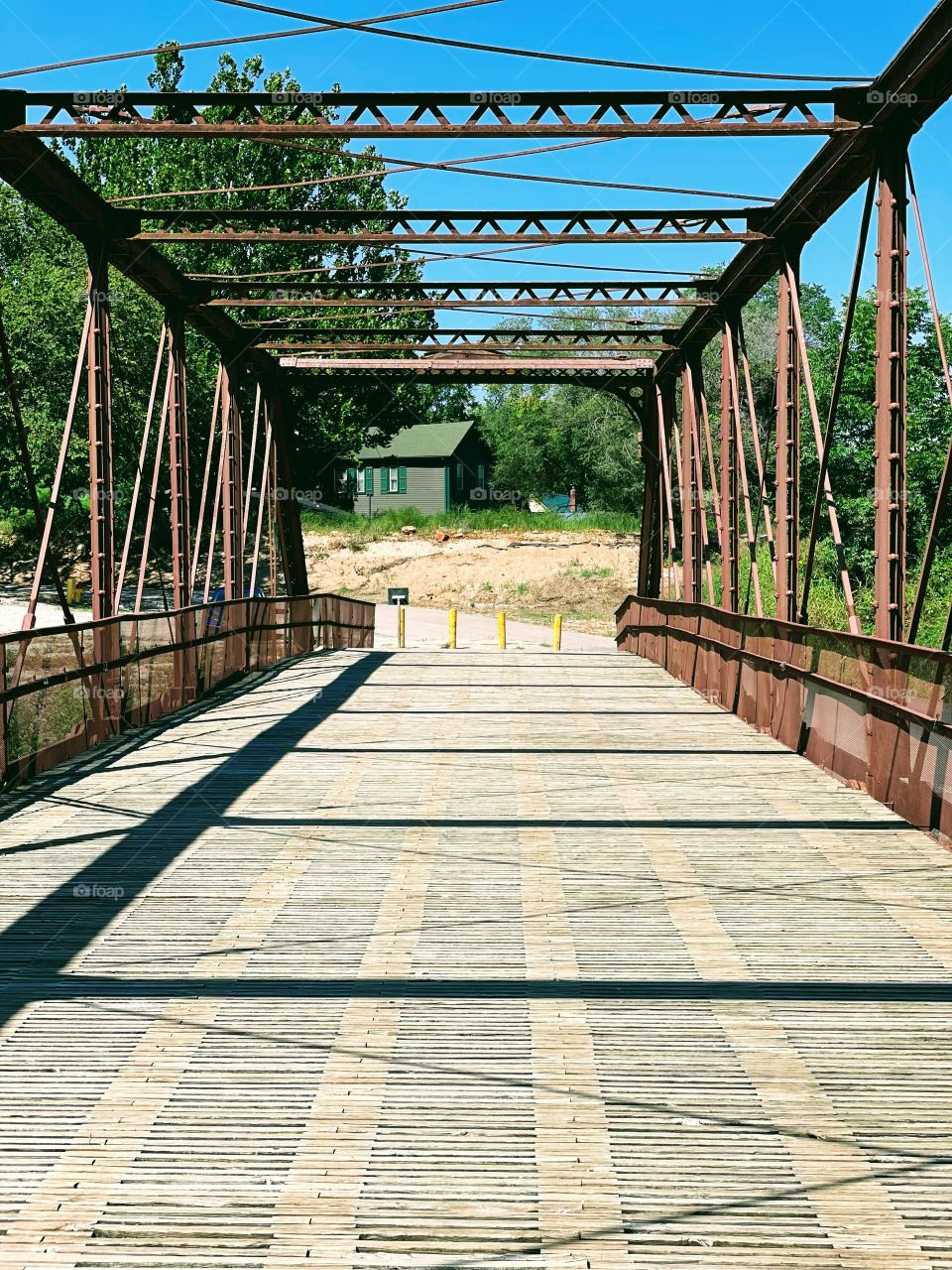 Cross the railroad tracks