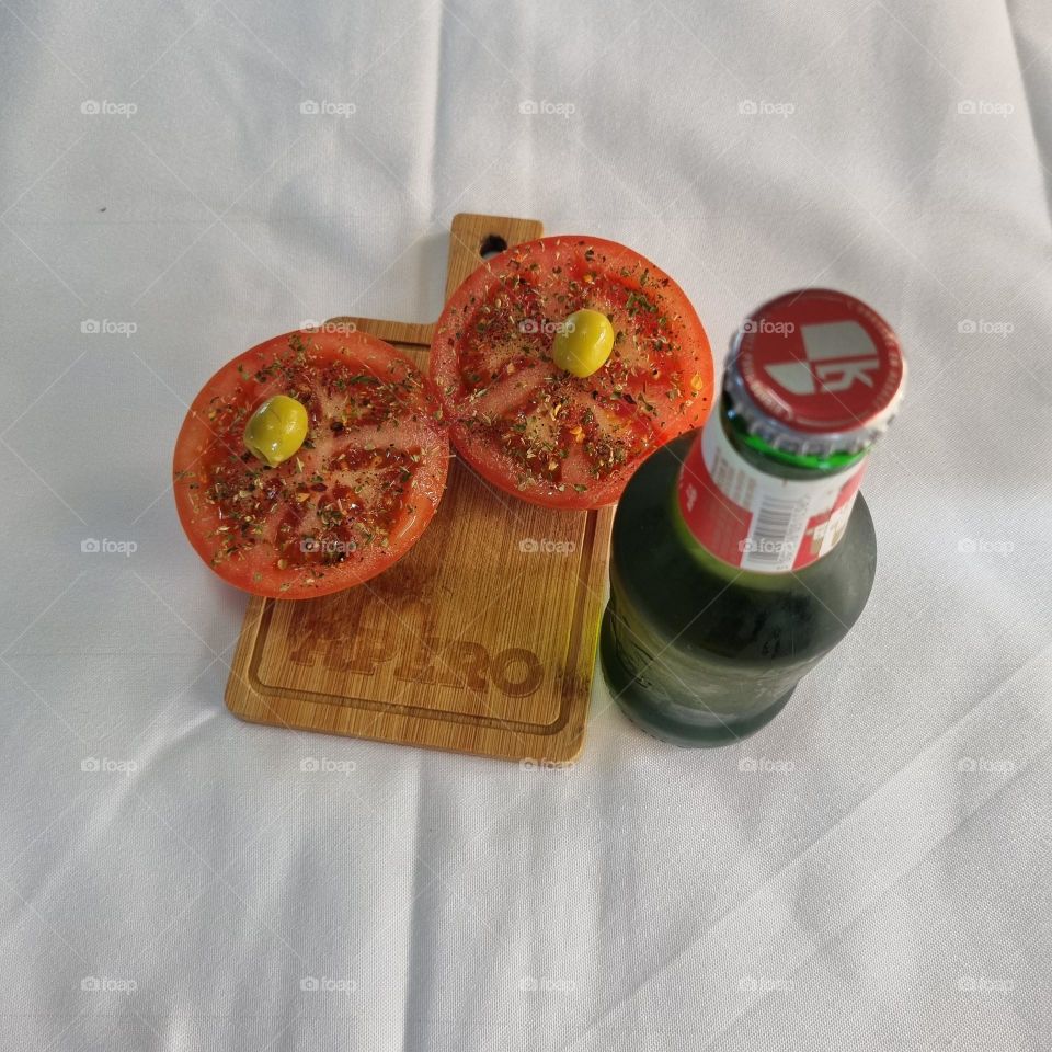 Tomato Olives and Beer