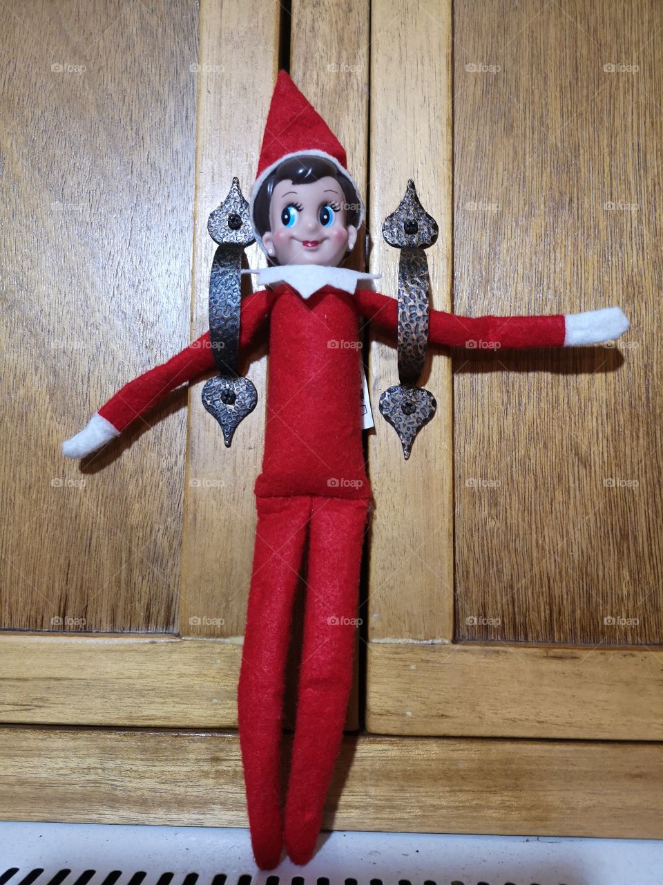 Elfie in the cupboard door