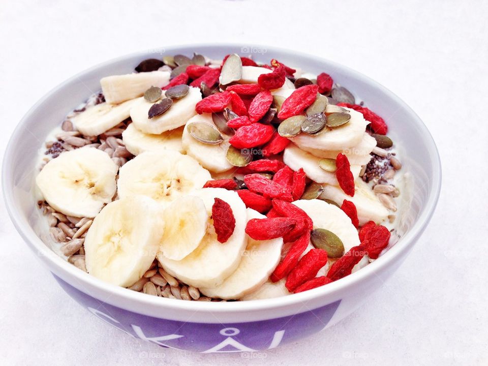 soygurt with fruit, nuts and seeds