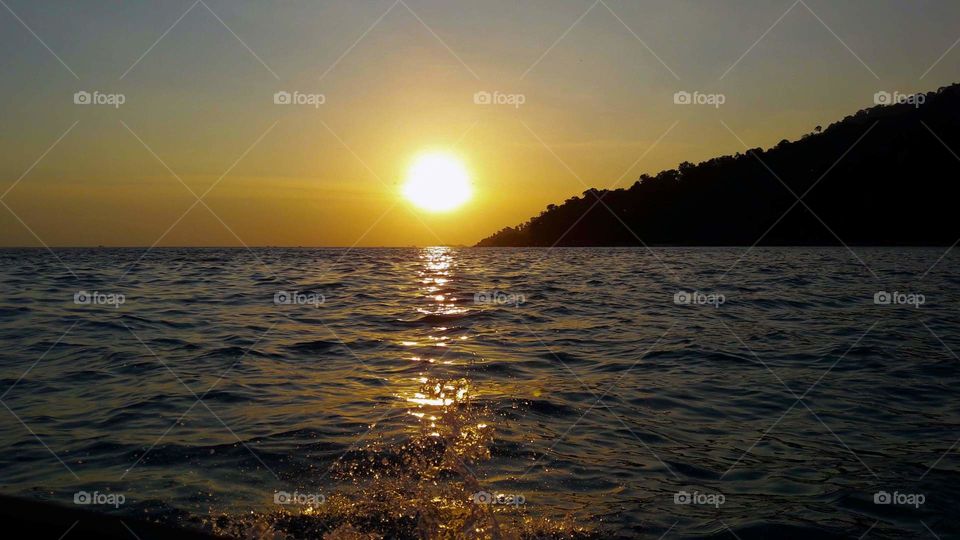 sunset in the sea. andaman sea.