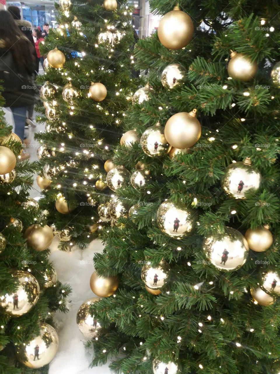 Close Up Of A GOLDEN DECORATED CHRISTMAS tree
