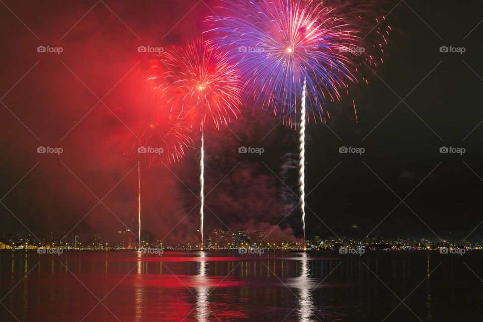 Fireworks in Florianopolis Brazil.