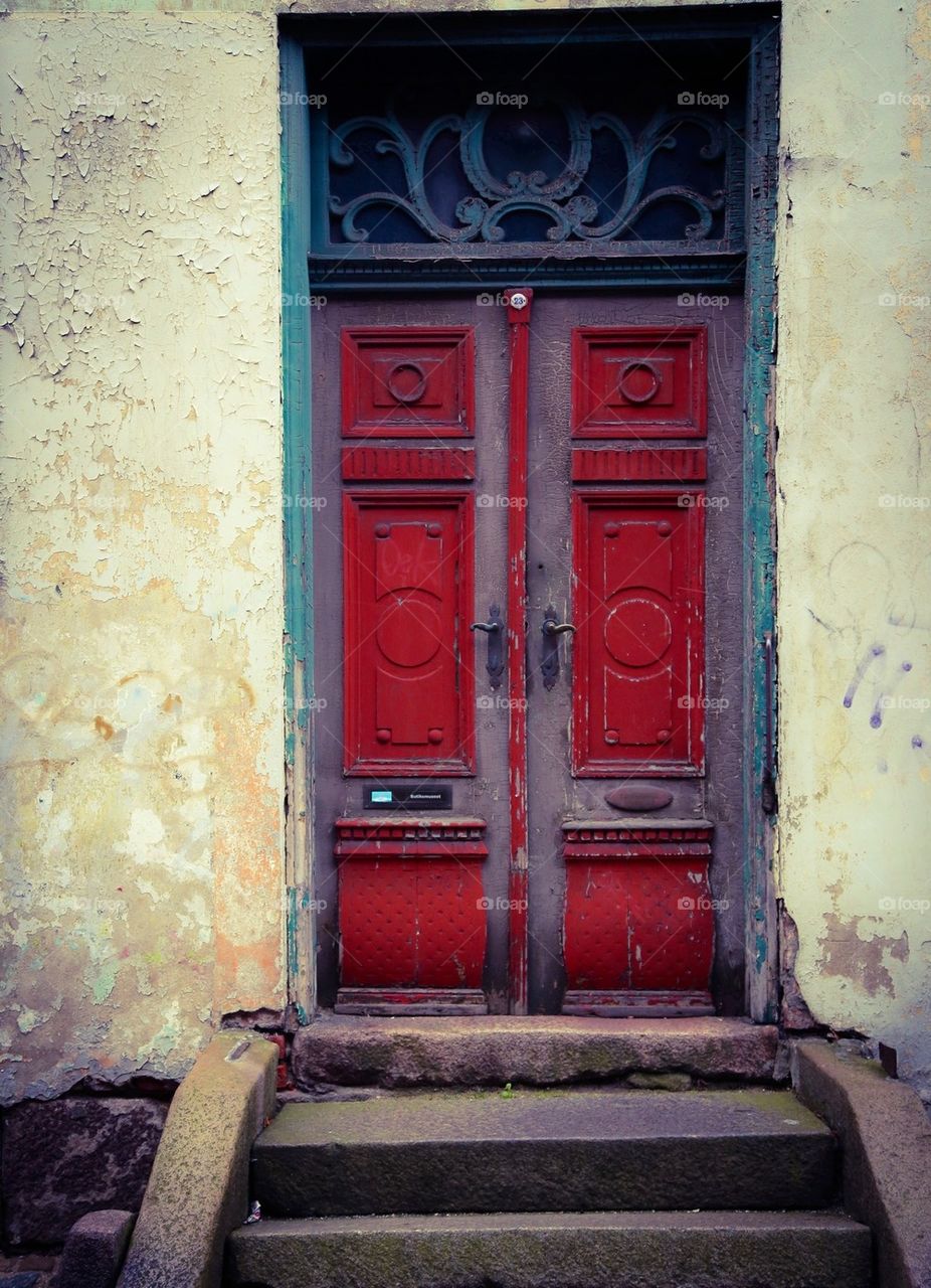 Old red door