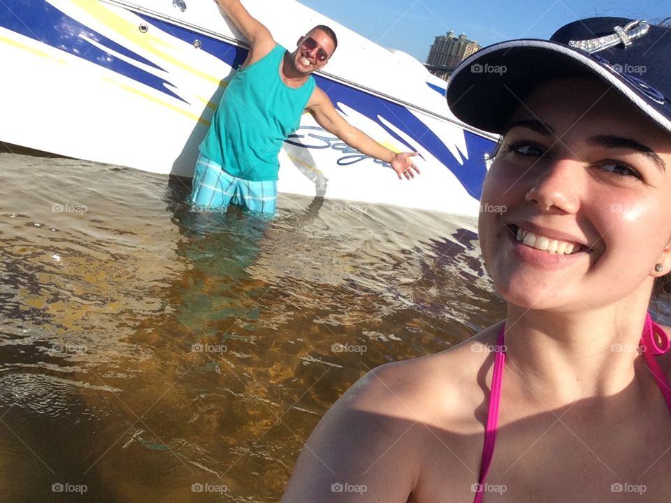 Loving the boat life in the middle of the ocean! Crab island , in the Gulf of Mexico ! 