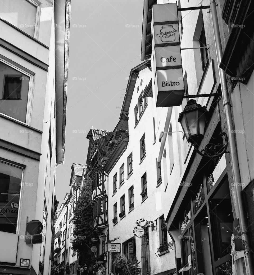 A beautiful photo in black and white of a street with stunning architecture captured with a phone camera