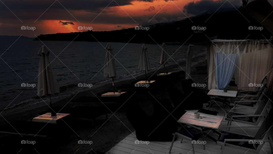 A few minutes after sunset at sixkeys beach greece