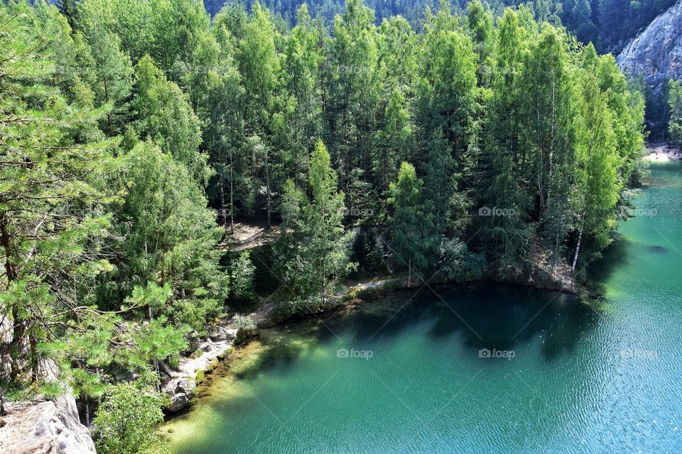 lake view in adrspach national park in Czech republic