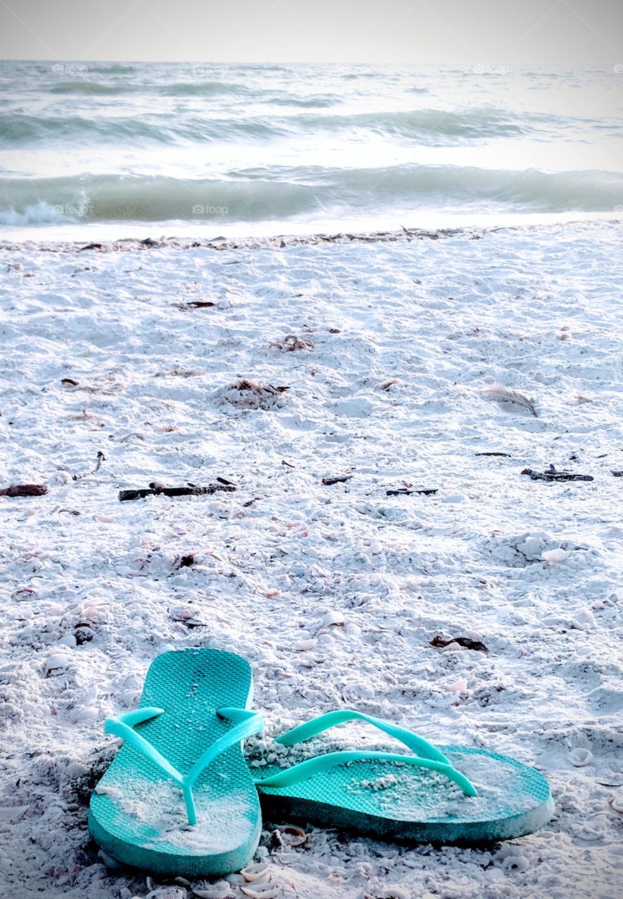 flip flops on the beach, Tiger Tail Beach, Marco Island, Florida