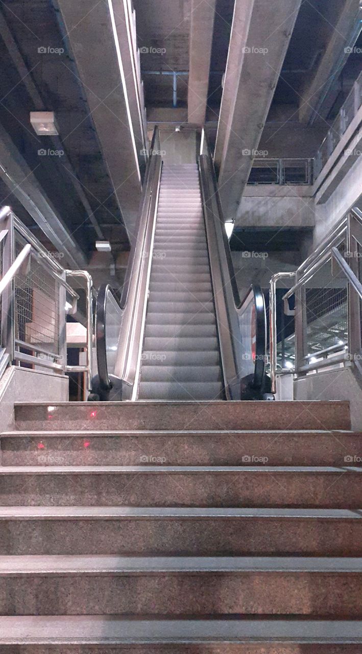 Step, Architecture, Handrail, No Person, Escalator